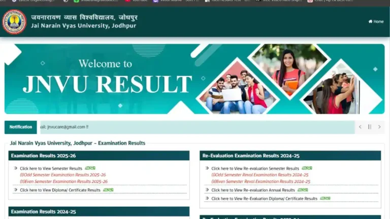 JNVU Result 2026: BA 3rd Semester Result Out – Direct Link & Check Guide